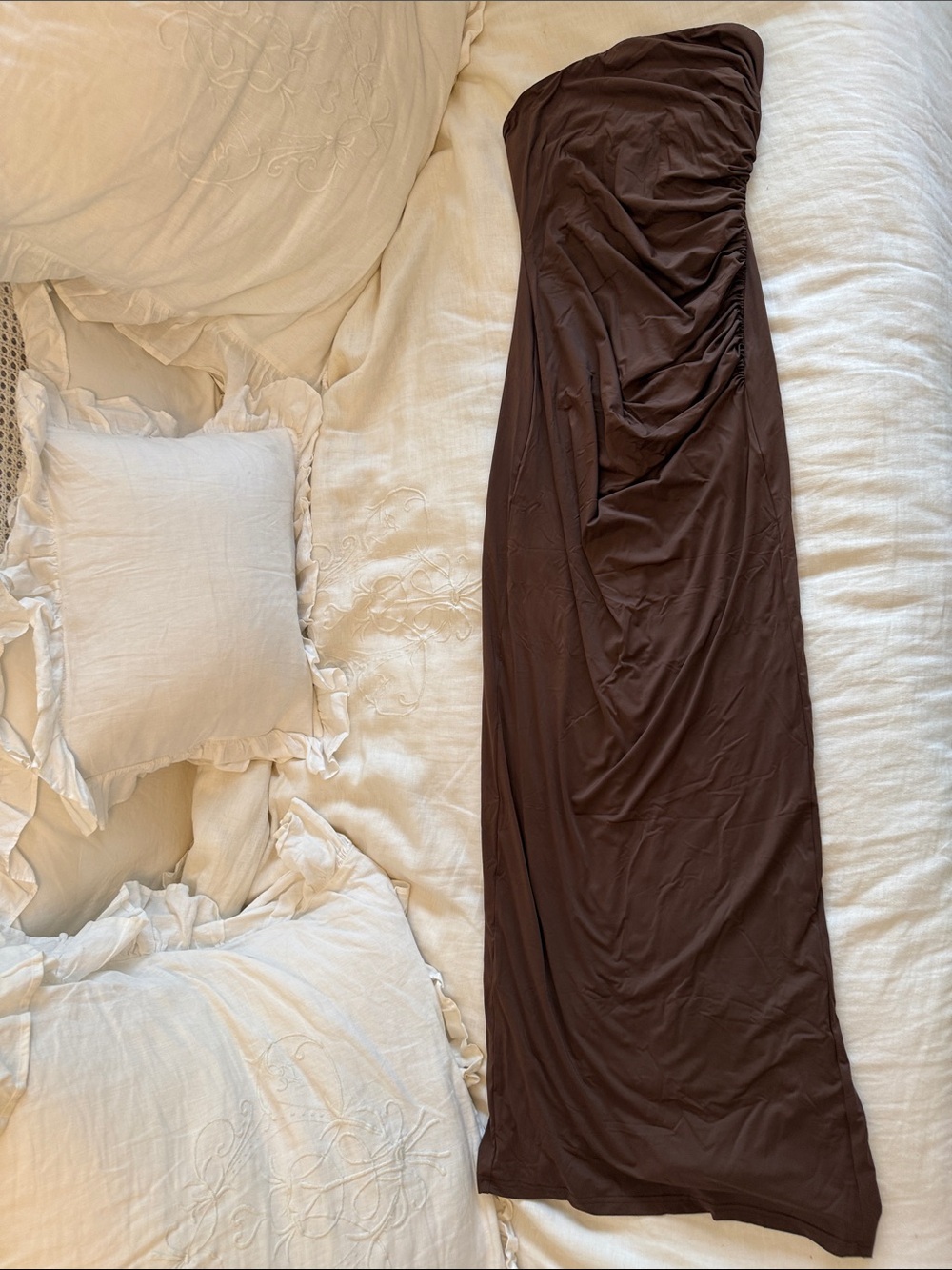 NAKEDVICE - THE EVELYN Strapless Chocolate Brown Maxi Dress - NEVER WORN -